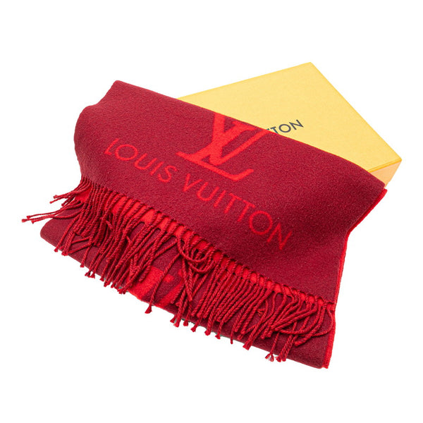 ルイ ヴィトン エシャルプ レイキャビック マフラー M75505 スリーズ レッド カシミヤ レディース LOUIS VUITTON 【中古】