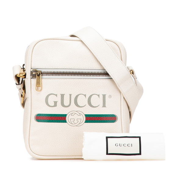 グッチ グッチプリント 斜め掛け ショルダーバッグ 523591 ホワイト レザー レディース GUCCI 【中古】