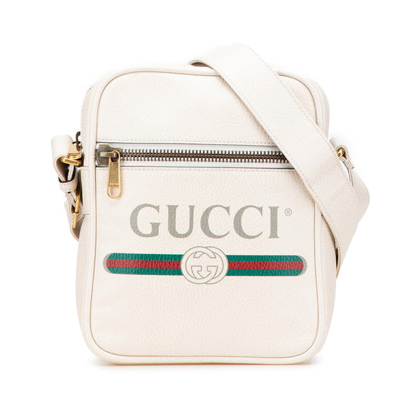 グッチ グッチプリント 斜め掛け ショルダーバッグ 523591 ホワイト レザー レディース GUCCI 【中古】