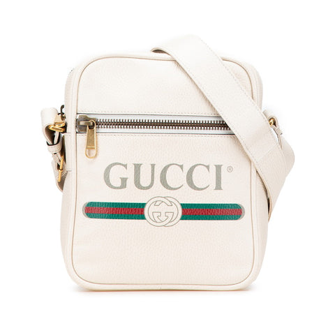 グッチ グッチプリント 斜め掛け ショルダーバッグ 523591 ホワイト レザー レディース GUCCI 【中古】