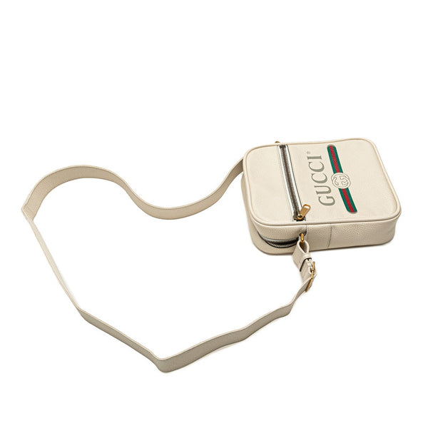 グッチ グッチプリント 斜め掛け ショルダーバッグ 523591 ホワイト レザー レディース GUCCI 【中古】