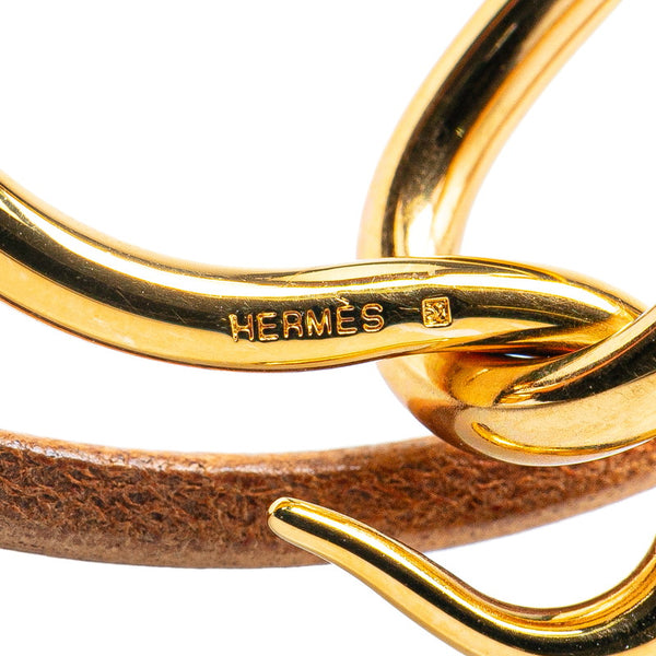 エルメス ジャンボ ブレスレット チョーカー ブラウン ゴールド レザー メッキ レディース HERMES 【中古】
