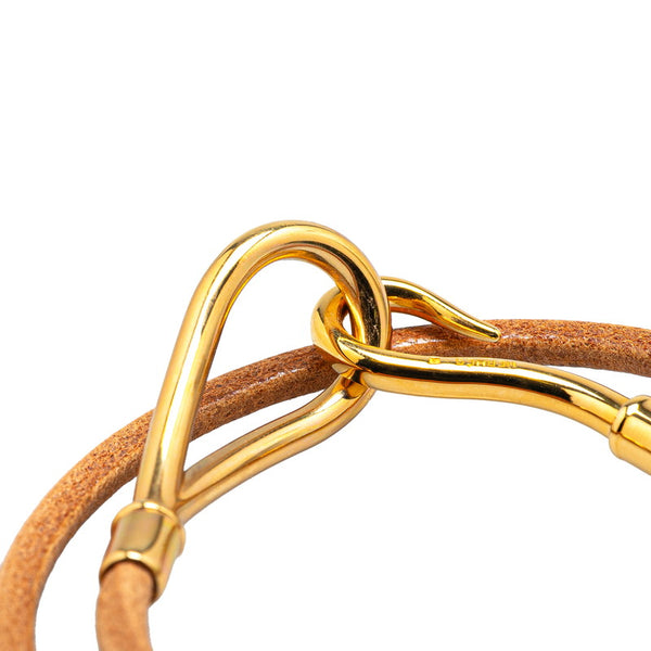 エルメス ジャンボ ブレスレット チョーカー ブラウン ゴールド レザー メッキ レディース HERMES 【中古】