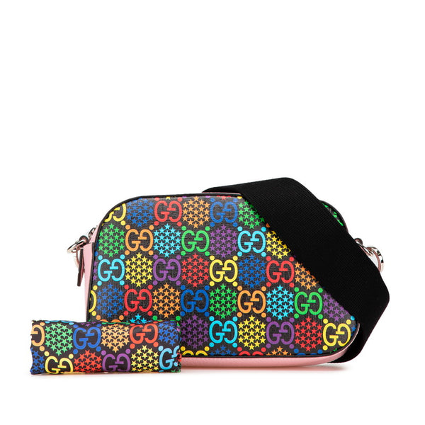 グッチ GGサイケデリック ショルダーバッグ 574886 ピンク ブラック マルチカラー PVC レザー レディース GUCCI 【中古】