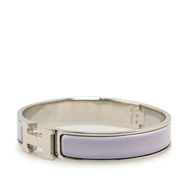 エルメス クリッククラックH PM バングル シルバー ライラック メタル レディース HERMES 【中古】