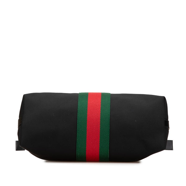 グッチ シェリーライン ハンドバッグ ショルダーバッグ 2WAY 630923 ブラック キャンバス レザー レディース GUCCI 【中古】