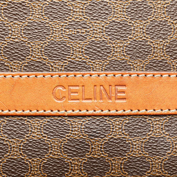 セリーヌ マカダム 斜め掛け ショルダーバッグ ブラウン PVC レザー レディース CELINE 【中古】