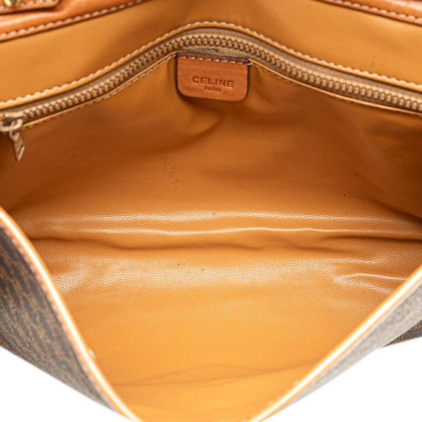 セリーヌ マカダム 斜め掛け ショルダーバッグ ブラウン PVC レザー レディース CELINE 【中古】