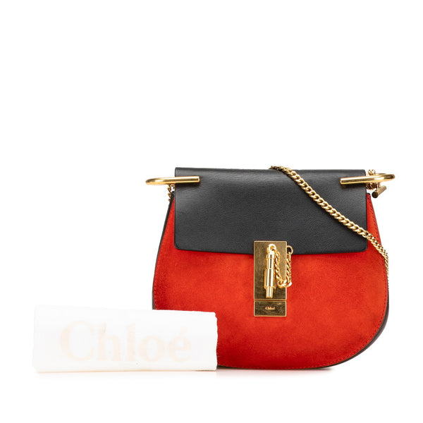 クロエ ドリュー 斜め掛け チェーン ショルダーバッグ レッド ブラック レザー スウェット レディース Chloe 【中古】