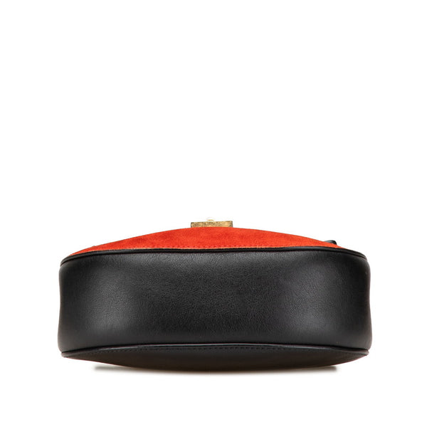 クロエ ドリュー 斜め掛け チェーン ショルダーバッグ レッド ブラック レザー スウェット レディース Chloe 【中古】