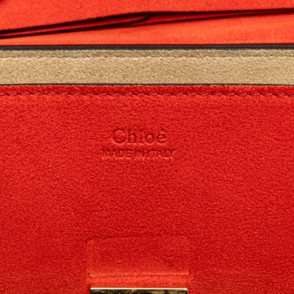 クロエ ドリュー 斜め掛け チェーン ショルダーバッグ レッド ブラック レザー スウェット レディース Chloe 【中古】