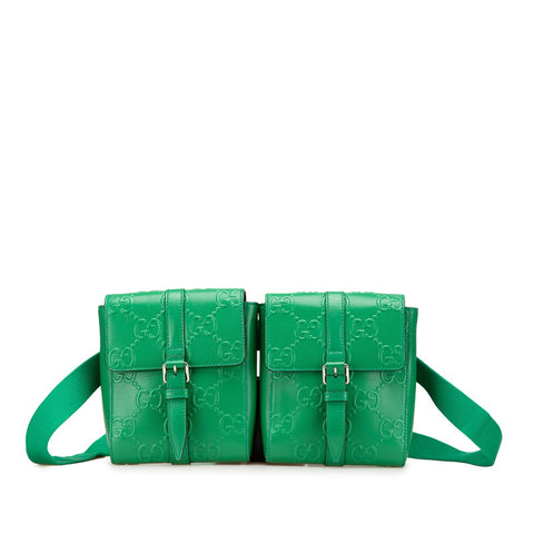 グッチ GGエンポス Wポーチ ウエストバッグ ボディバッグ 631339 グリーン レザー レディース GUCCI 【中古】
