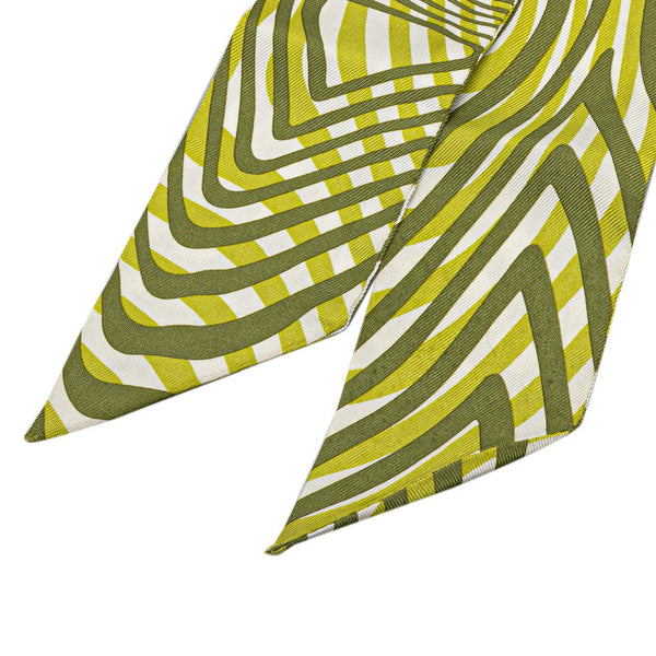 エルメス ツイリー ONDE DE CHIC 洗練の波 スカーフ グリーン シルク レディース HERMES 【中古】