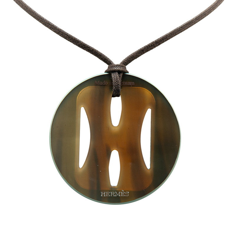 エルメス トンキン ネックレス ブラウン ライトブルー バッファローホーン レディース HERMES 【中古】
