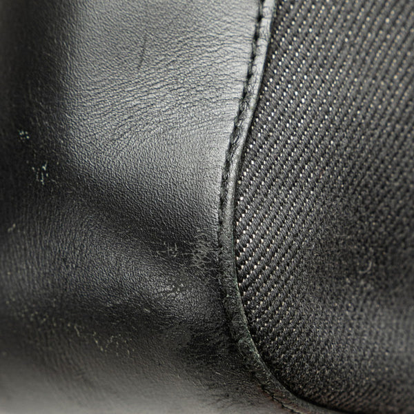 グッチ シェリーライン ハンドバッグ トートバッグ 73983 ブラック キャンバス レザー レディース GUCCI 【中古】