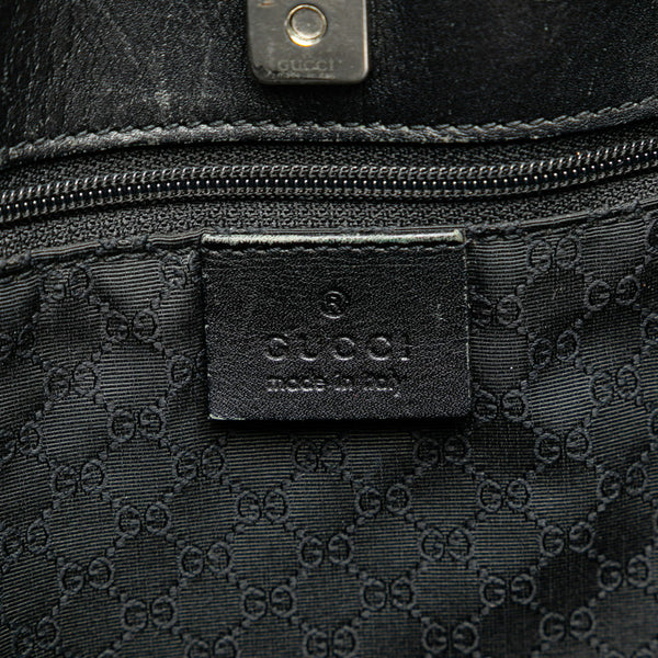 グッチ シェリーライン ハンドバッグ トートバッグ 73983 ブラック キャンバス レザー レディース GUCCI 【中古】