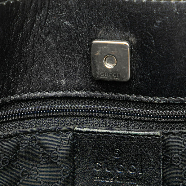 グッチ シェリーライン ハンドバッグ トートバッグ 73983 ブラック キャンバス レザー レディース GUCCI 【中古】