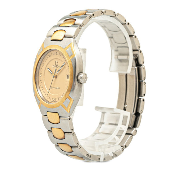 オメガ シーマスター ポラリス 腕時計 クオーツ アイボリー文字盤 ステンレススチール レディース OMEGA 【中古】