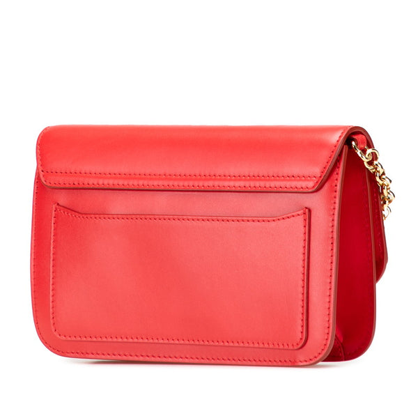 クロエ クロエ C 斜め掛け チェーン ショルダーバッグ レッド レザー スウェード レディース Chloe 【中古】