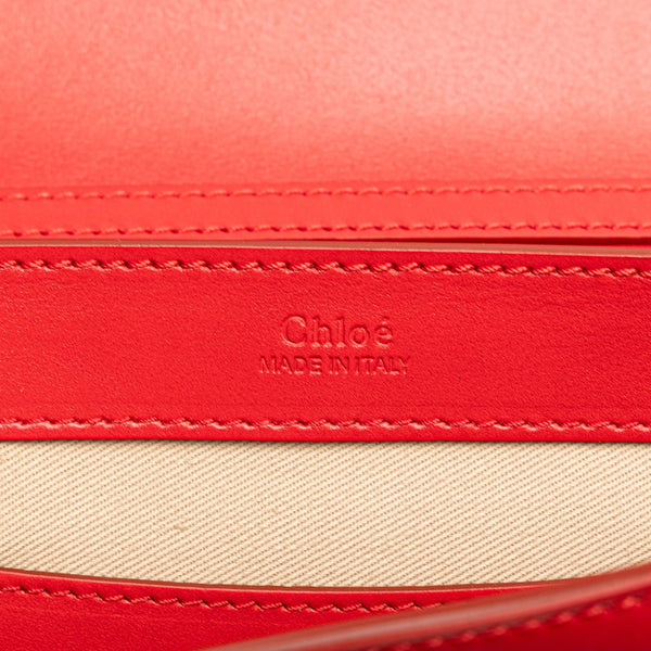 クロエ クロエ C 斜め掛け チェーン ショルダーバッグ レッド レザー スウェード レディース Chloe 【中古】