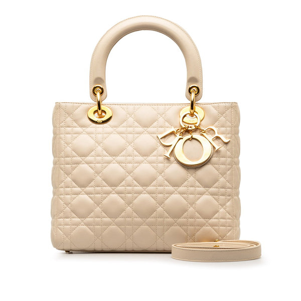 ディオール カナージュ レディディオール ハンドバッグ ショルダーバッグ 2WAY ホワイト ゴールド ラムスキン レディース Dior 【中古】
