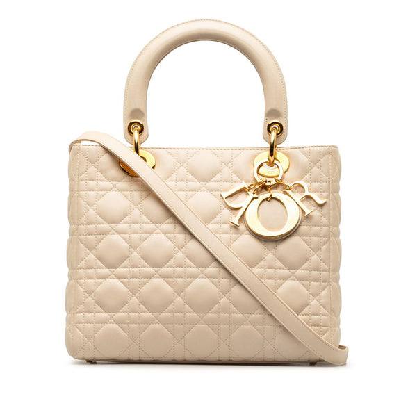 ディオール カナージュ レディディオール ハンドバッグ ショルダーバッグ 2WAY ホワイト ゴールド ラムスキン レディース Dior 【中古】