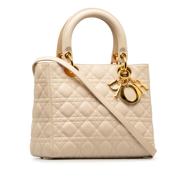ディオール カナージュ レディディオール ハンドバッグ ショルダーバッグ 2WAY ホワイト ゴールド ラムスキン レディース Dior 【中古】
