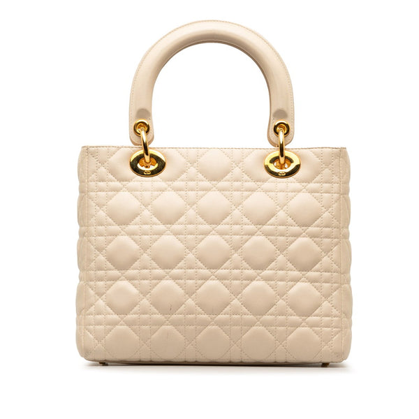 ディオール カナージュ レディディオール ハンドバッグ ショルダーバッグ 2WAY ホワイト ゴールド ラムスキン レディース Dior 【中古】