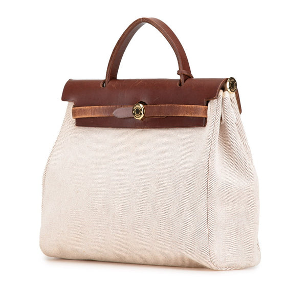 エルメス エールバッグPM ハンドバッグ ショルダーバッグ 2WAY ベージュ ブラウン トワルアッシュ レザー レディース HERMES 【中古】