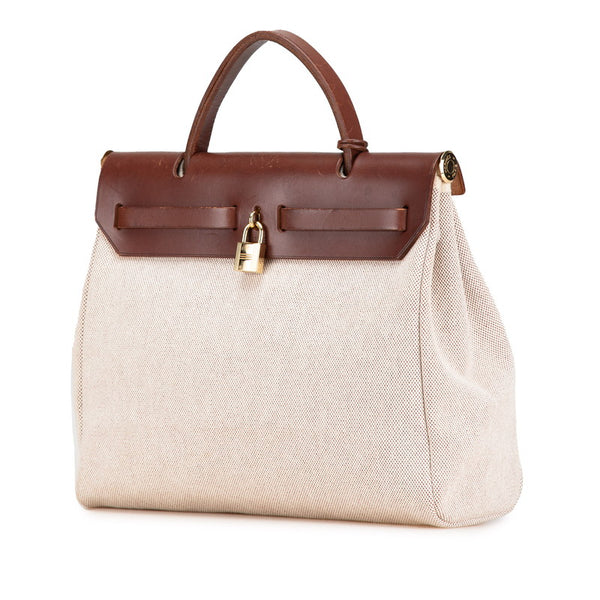 エルメス エールバッグPM ハンドバッグ ショルダーバッグ 2WAY ベージュ ブラウン トワルアッシュ レザー レディース HERMES 【中古】