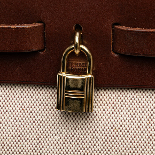エルメス エールバッグPM ハンドバッグ ショルダーバッグ 2WAY ベージュ ブラウン トワルアッシュ レザー レディース HERMES 【中古】