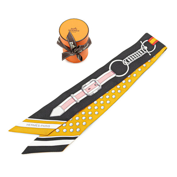 エルメス ツイリー Grand Tralala グラン トゥラララ スカーフ ブラック マルチカラー シルク レディース HERMES 【中古】