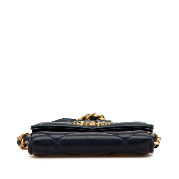 シャネル マトラッセ ココマーク 斜め掛け チェーンウォレット ネイビー ラムスキン レディース CHANEL 【中古】