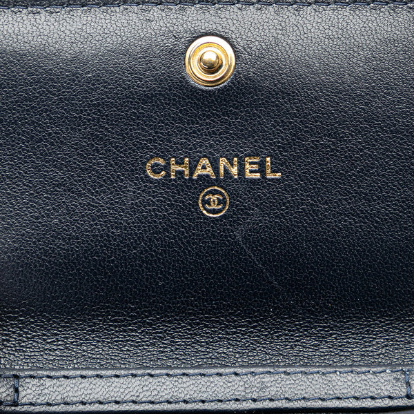 シャネル マトラッセ ココマーク 斜め掛け チェーンウォレット ネイビー ラムスキン レディース CHANEL 【中古】