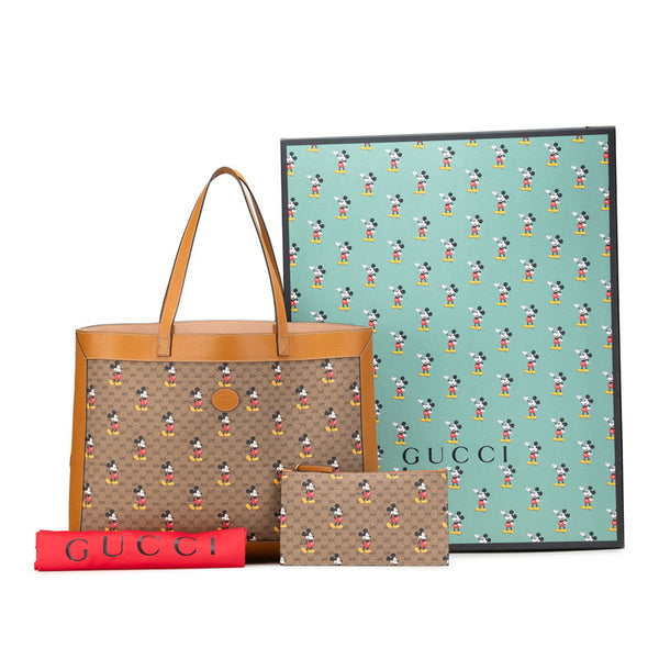 グッチ ×ディズニー GGスプリーム ミディアム ハンドバッグ トートバッグ 547947 ベージュ PVC レザー レディース GUCCI 【中古】