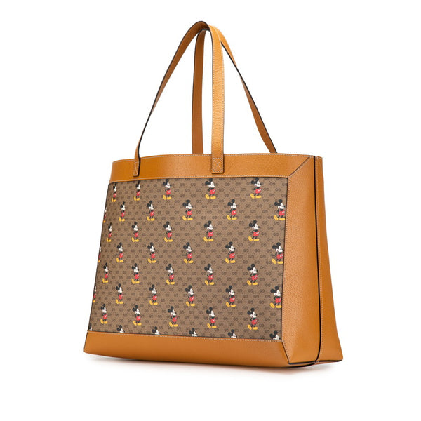 グッチ ×ディズニー GGスプリーム ミディアム ハンドバッグ トートバッグ 547947 ベージュ PVC レザー レディース GUCCI 【中古】