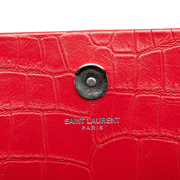 サンローラン クラシック ケイト 型押し タッセル チェーン ショルダーバッグ レッド レザー レディース SAINT LAURENT 【中古】