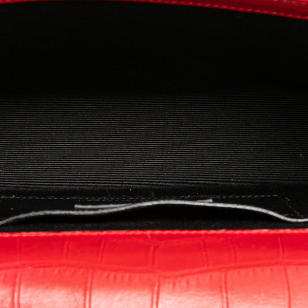 サンローラン クラシック ケイト 型押し タッセル チェーン ショルダーバッグ レッド レザー レディース SAINT LAURENT 【中古】