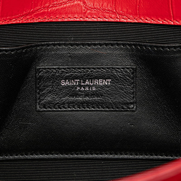 サンローラン クラシック ケイト 型押し タッセル チェーン ショルダーバッグ レッド レザー レディース SAINT LAURENT 【中古】