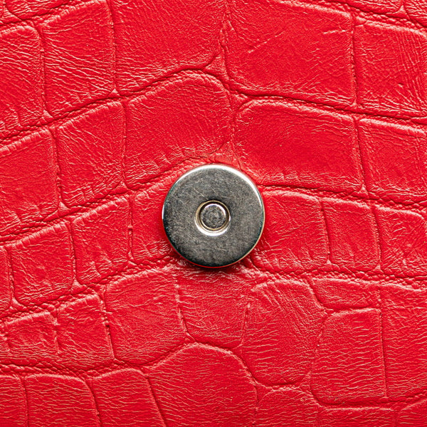 サンローラン クラシック ケイト 型押し タッセル チェーン ショルダーバッグ レッド レザー レディース SAINT LAURENT 【中古】