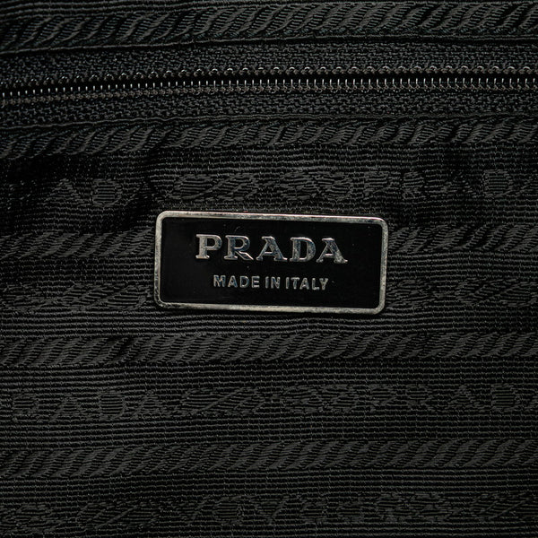 プラダ 三角ロゴプレート 斜め掛け ショルダーバッグ ブラック ナイロン レザー レディース PRADA 【中古】