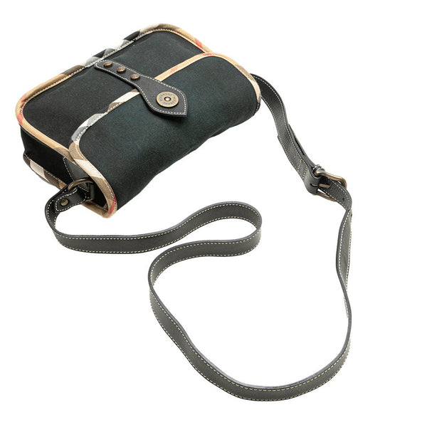 バーバリー ノバチェック ショルダーバッグ ブラック ブラウン キャンバス レザー レディース BURBERRY 【中古】
