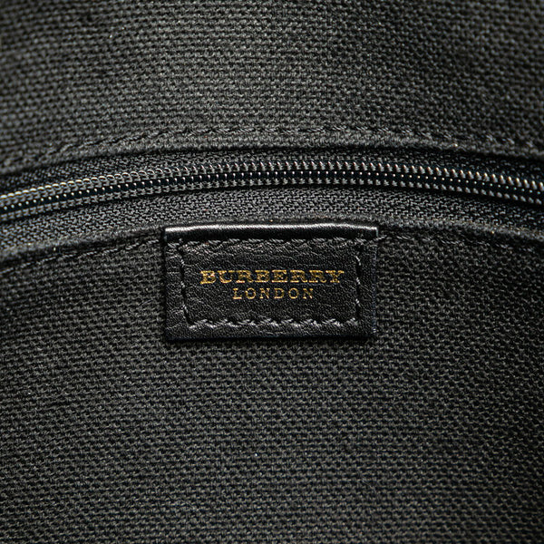 バーバリー ノバチェック ショルダーバッグ ブラック ブラウン キャンバス レザー レディース BURBERRY 【中古】