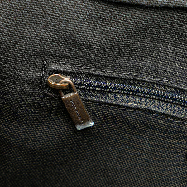 バーバリー ノバチェック ショルダーバッグ ブラック ブラウン キャンバス レザー レディース BURBERRY 【中古】