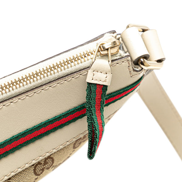 グッチ GGキャンバス プリンシー シェリーライン 斜め掛け ショルダーバッグ 257065 ベージュ ホワイト キャンバス レザー レディース GUCCI 【中古】