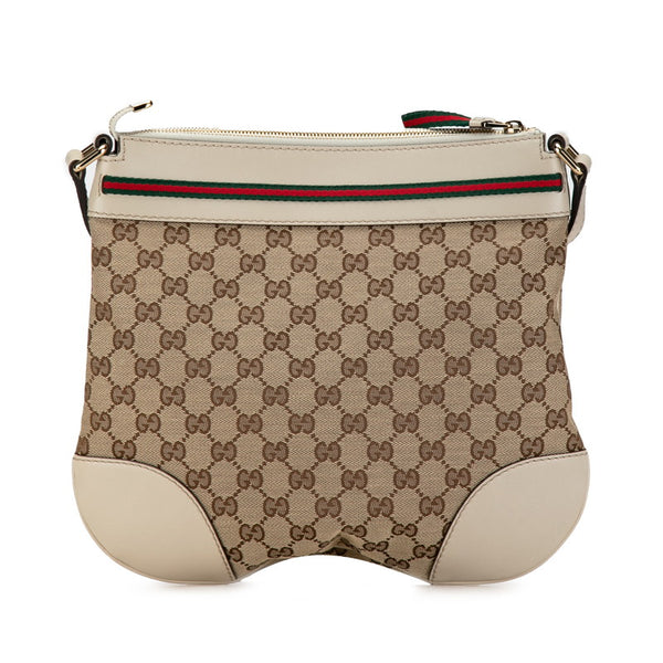 グッチ GGキャンバス プリンシー シェリーライン 斜め掛け ショルダーバッグ 257065 ベージュ ホワイト キャンバス レザー レディース GUCCI 【中古】