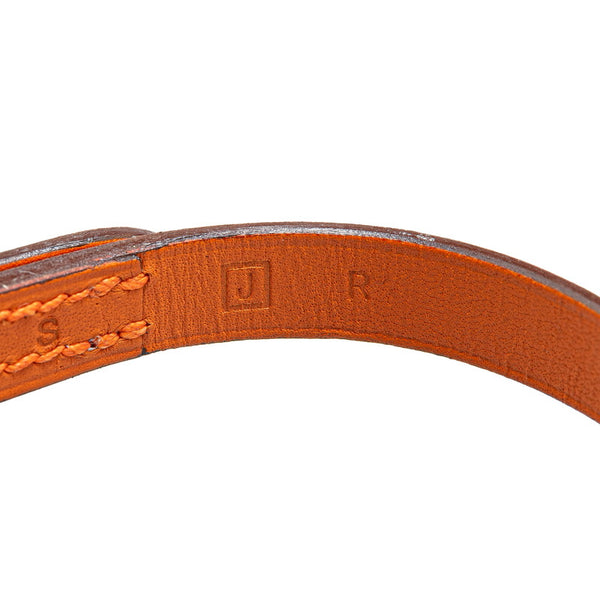 エルメス アピ3 S ブレスレット オレンジ シルバー レザー レディース HERMES 【中古】
