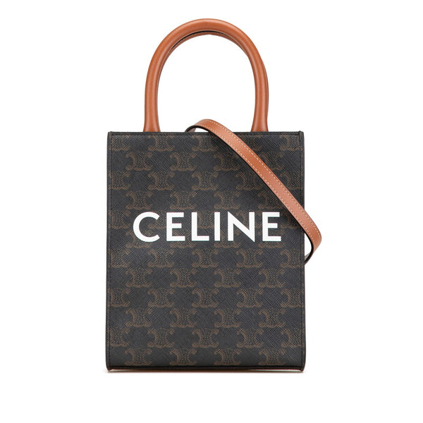 セリーヌ トリオンフ バーティカルカバ ミニ ハンドバッグ ショルダーバッグ 2WAY ブラウン PVC レザー レディース CELINE 【中古】