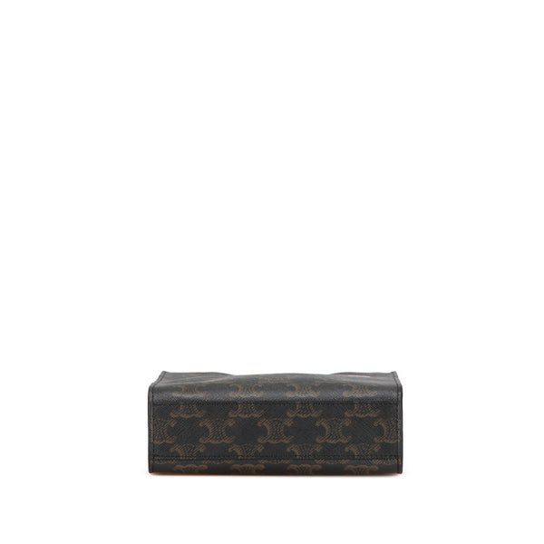 セリーヌ トリオンフ バーティカルカバ ミニ ハンドバッグ ショルダーバッグ 2WAY ブラウン PVC レザー レディース CELINE 【中古】