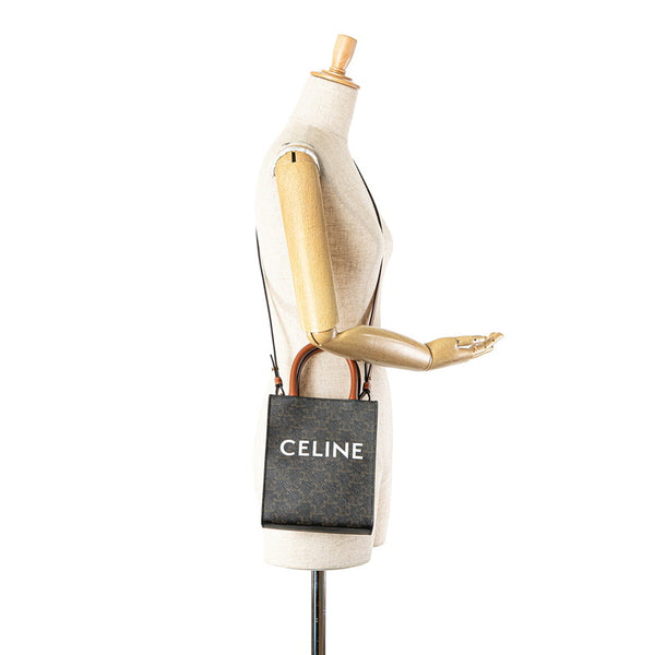 セリーヌ トリオンフ バーティカルカバ ミニ ハンドバッグ ショルダーバッグ 2WAY ブラウン PVC レザー レディース CELINE 【中古】